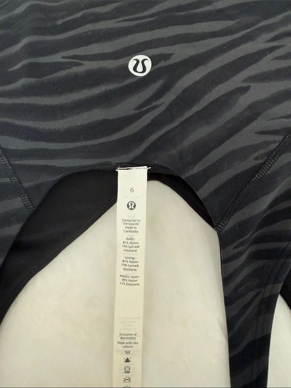 lululemon athletica Black and Gray Zebra-Print Align Tank Top Size 6